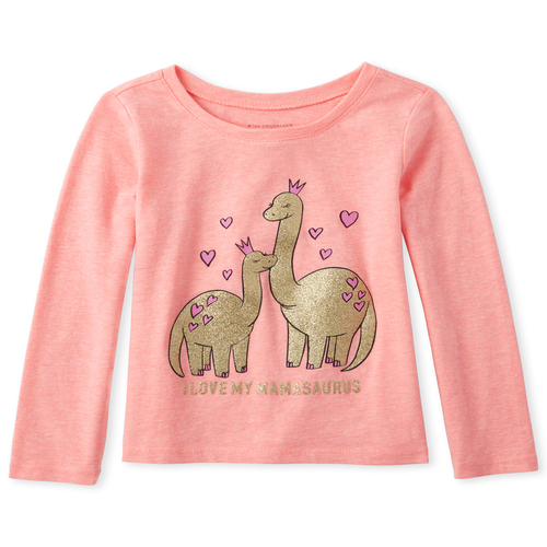 

s Baby And Toddler Glitter Mama Dino Graphic Tee - Pink T-Shirt - The Children's Place