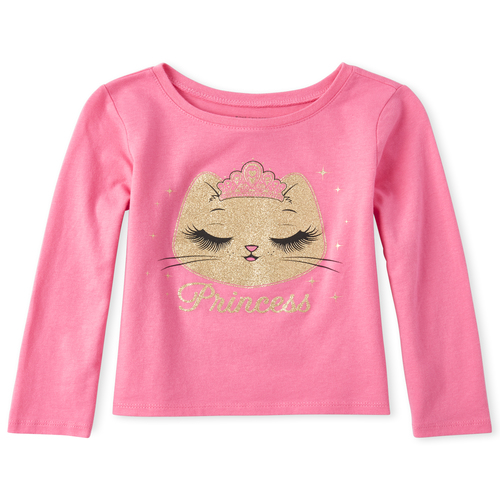 

s Baby And Toddler Glitter Princess Cat Graphic Tee - Pink T-Shirt - The Children's Place