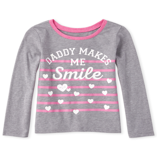 

s Baby And Toddler Glitter Daddy Makes Me Smile Graphic Tee - Gray T-Shirt - The Children's Place