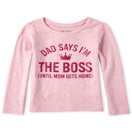 

s Baby And Toddler Glitter Mom And Dad Boss Graphic Tee - Pink T-Shirt - The Children's Place