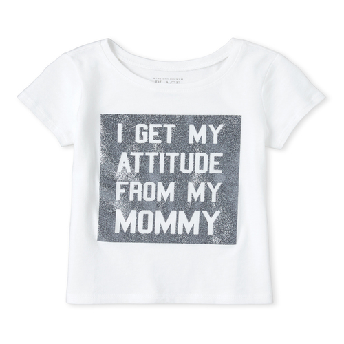 

s Baby And Toddler Glitter Mommy Attitude Graphic Tee - White T-Shirt - The Children's Place