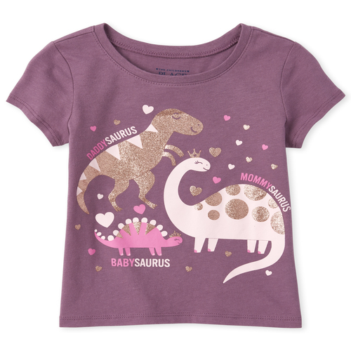 

s Baby And Toddler Glitter Dino Family Graphic Tee - Purple T-Shirt - The Children's Place