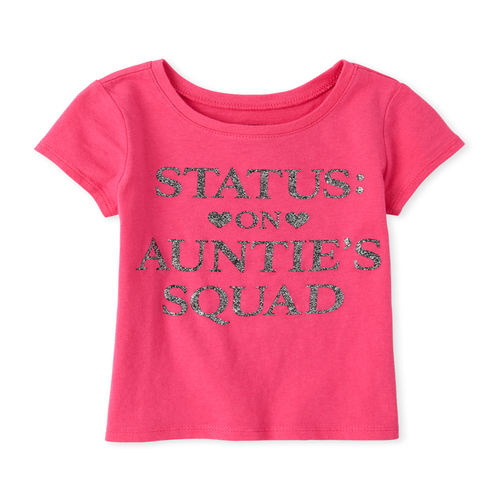 

s Baby And Toddler Glitter Auntie's Squad Graphic Tee - Pink T-Shirt - The Children's Place