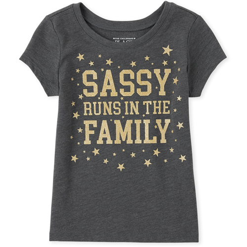 

s Baby And Toddler Glitter Sassy Graphic Tee - Gray T-Shirt - The Children's Place