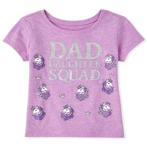 

s Baby And Toddler Glitter Dad Squad Graphic Tee - Purple T-Shirt - The Children's Place