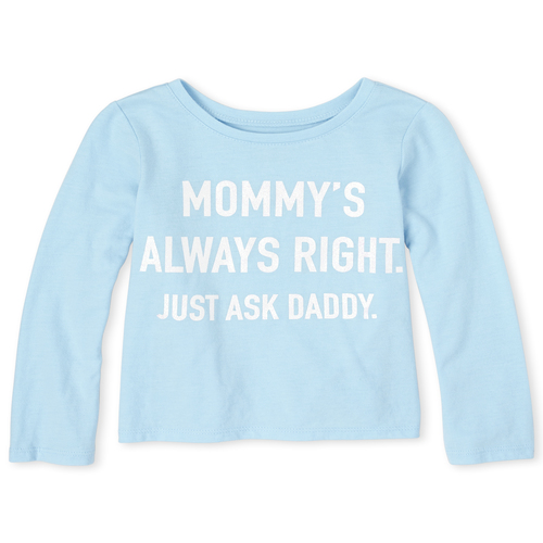 

s Baby And Toddler Glitter Mommy And Daddy Graphic Tee - Blue T-Shirt - The Children's Place