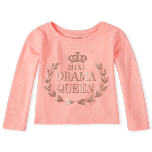 

s Baby And Toddler Glitter Mini Drama Queen Graphic Tee - Pink T-Shirt - The Children's Place