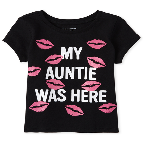 

s Baby And Toddler Glitter Auntie Graphic Tee - Black T-Shirt - The Children's Place