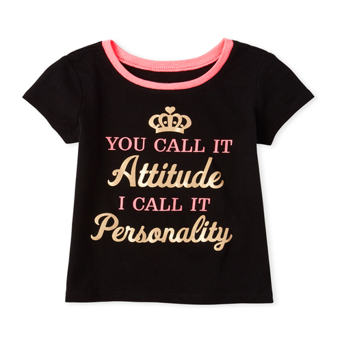 

s Baby And Toddler Foil Attitude Graphic Tee - Black T-Shirt - The Children's Place