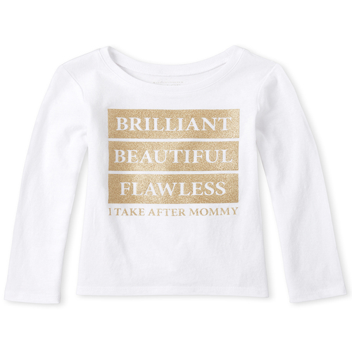 

s Baby And Toddler Glitter Take After Mom Graphic Tee - White T-Shirt - The Children's Place