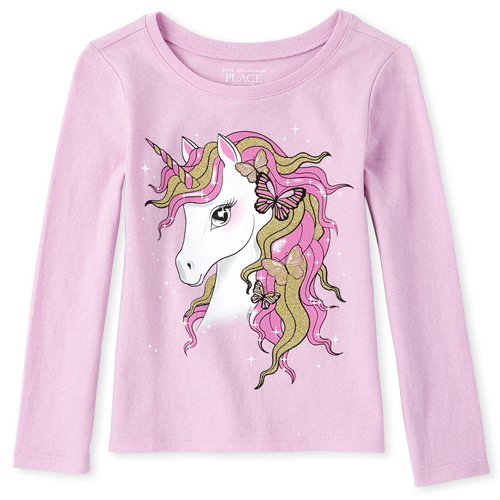 

s Baby And Toddler Glitter Unicorn Graphic Tee - Purple T-Shirt - The Children's Place