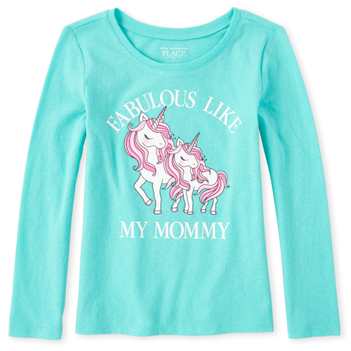 

s Baby And Toddler Glitter Mommy Unicorn Graphic Tee - Blue T-Shirt - The Children's Place