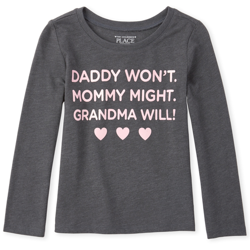 

s Baby And Toddler Glitter Grandma Graphic Tee - Gray T-Shirt - The Children's Place