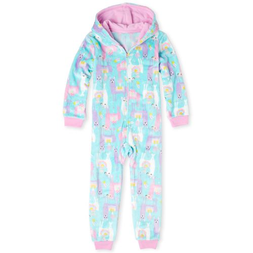 

s Llama Cozy Fleece One Piece Pajamas - Blue - The Children's Place