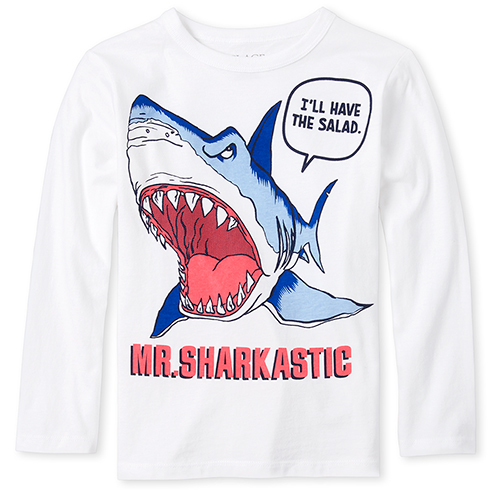 

s Boys Shark Graphic Tee - White T-Shirt - The Children's Place