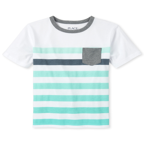 

Boys Boys Striped Pocket Top - Green - The Children's Place