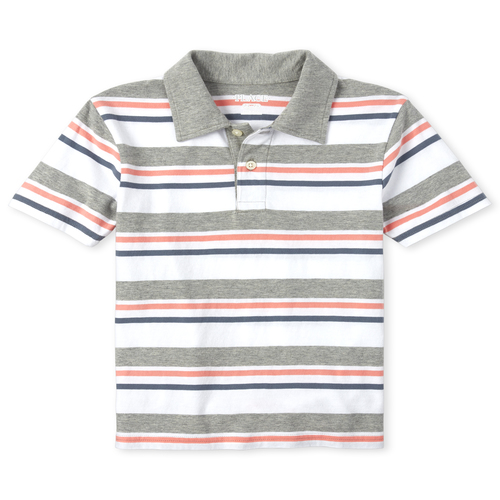 

s Boys Striped Jersey Polo - Gray - The Children's Place