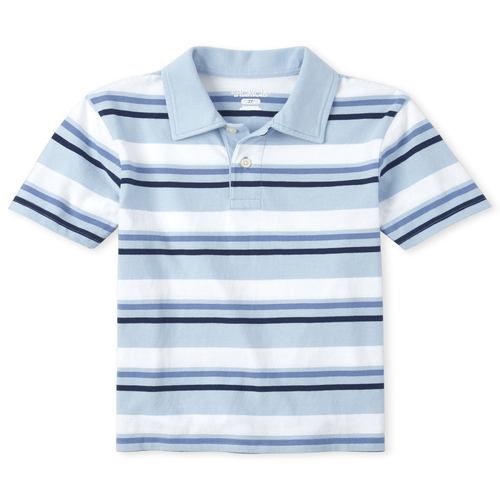 

s Boys Striped Jersey Polo - Blue - The Children's Place