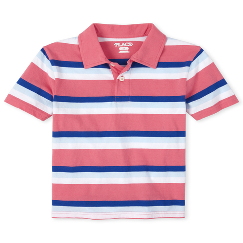 

s Boys Striped Jersey Polo - Pink - The Children's Place