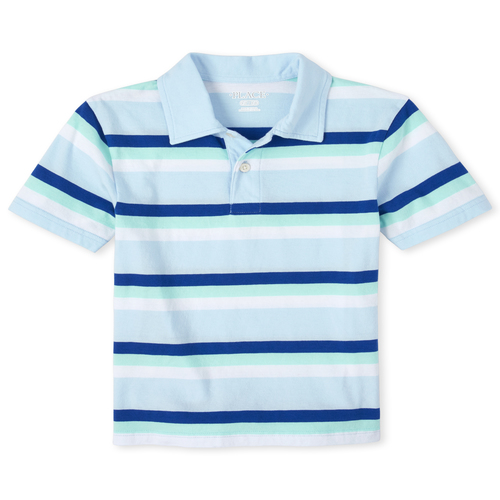 

s Boys Striped Jersey Polo - Blue - The Children's Place