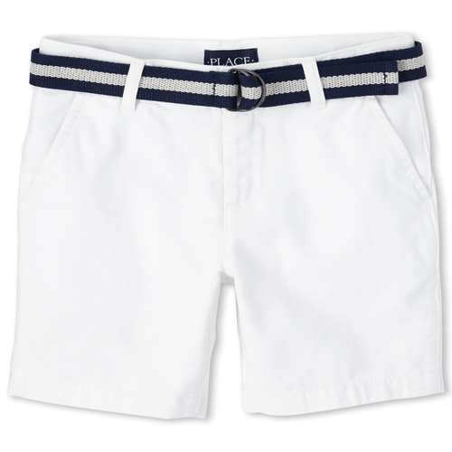 

Boys Boys Belted Chino Shorts - White - The Children's Place