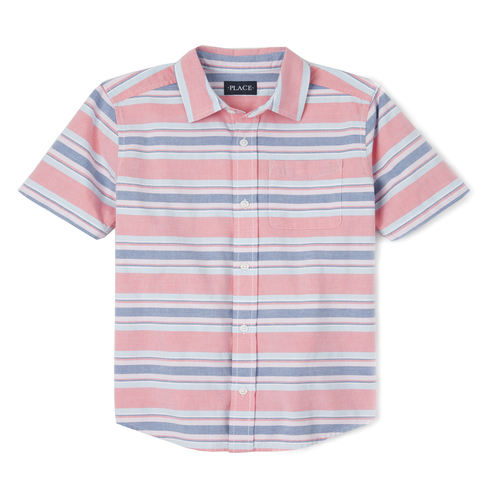 

s Mens Dad And Me Striped Matching Oxford Button Down Shirt - Pink - The Children's Place