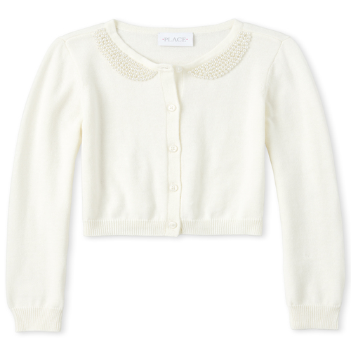 

Girls Faux Pearl Cardigan - White Sweater - The Children's Place