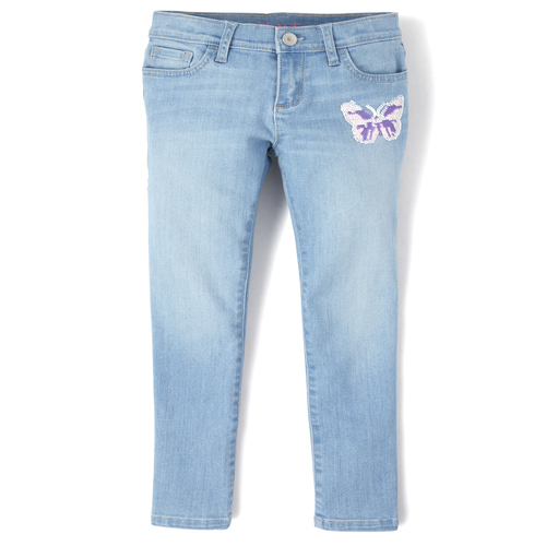 

s Flip Sequin Butterfly Super Skinny Jeans - Denim - The Children's Place