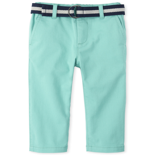 

s Baby And Toddler Boys Belted Matching Stretch Chino Pants - Green - The Children's Place