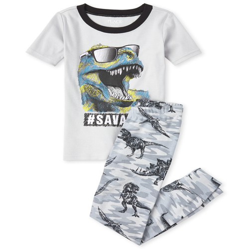 

s Boys Camo Dino Snug Fit Cotton Pajamas - Blue - The Children's Place