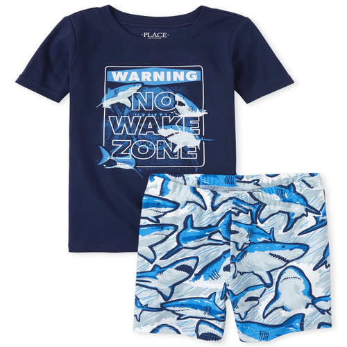 

s Boys Glow Shark Snug Fit Cotton Pajamas - Blue - The Children's Place