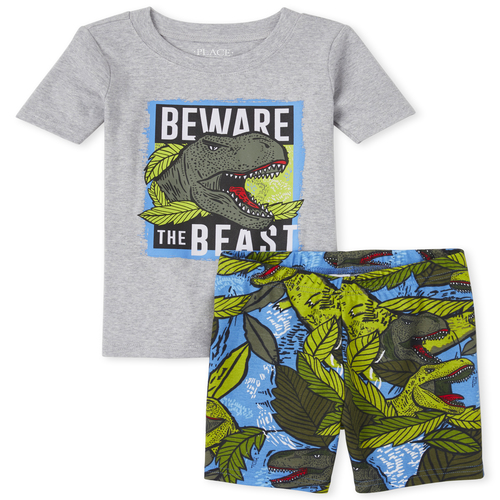 

s Boys Glow Dino Snug Fit Cotton Pajamas - Blue - The Children's Place