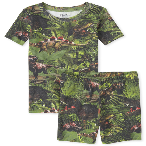

s Boys Dino Jungle Snug Fit Cotton Pajamas - Green - The Children's Place
