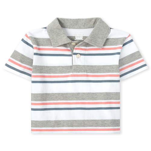 

s Baby And Toddler Boys Striped Jersey Polo - Gray - The Children's Place