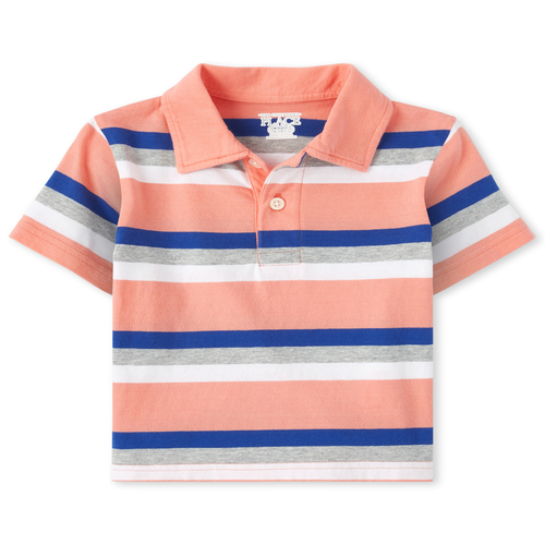

s Baby And Toddler Boys Striped Jersey Polo - Orange - The Children's Place