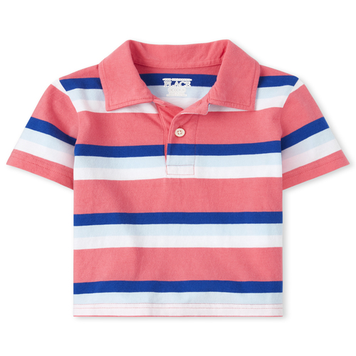 

s Baby And Toddler Boys Striped Jersey Polo - Pink - The Children's Place