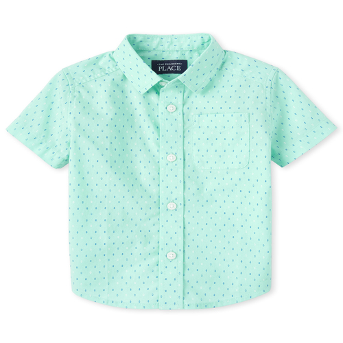 

s Baby And Toddler Boys Diamond Poplin Matching Button Down Shirt - Green - The Children's Place