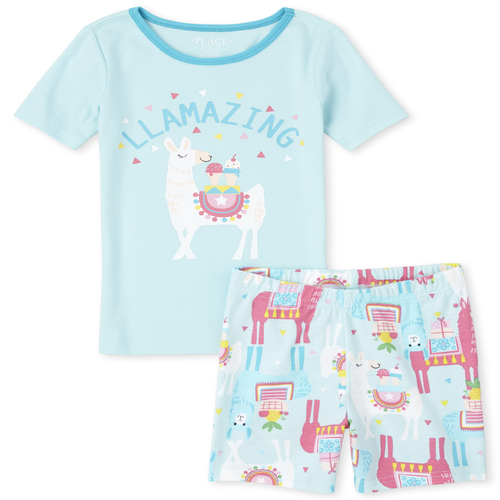 

s Llama Snug Fit Cotton Pajamas - Blue - The Children's Place