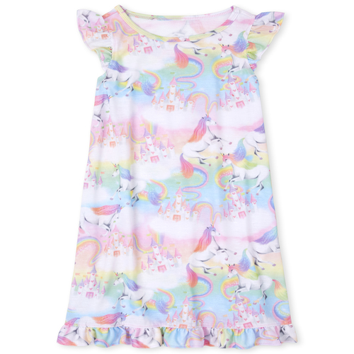 

Girls Rainbow Unicorn Castle Nightgown - Pink - The Children's Place