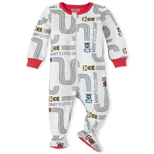 

s Baby And Toddler Boys Racecar Snug Fit Cotton One Piece Pajamas - Gray - The Children's Place