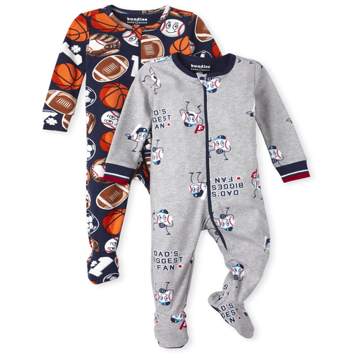 

s Baby And Toddler Boys Dad Sports Snug Fit Cotton One Piece Pajamas 2-Pack - Gray - The Children's Place