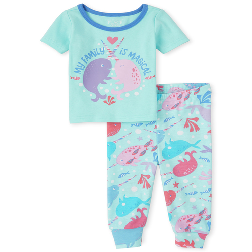 

s Baby And Toddler Narwhal Family Snug Fit Cotton Pajamas - Blue - The Children's Place