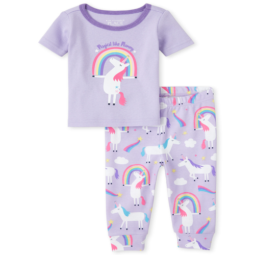 

s Baby And Toddler Mommy Unicorn Snug Fit Cotton Pajamas - Purple - The Children's Place