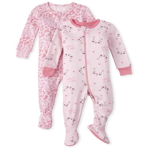 

s Baby And Toddler Mommy Cat Snug Fit Cotton One Piece Pajamas 2-Pack - Pink - The Children's Place