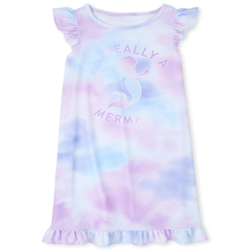 

Girls Tie Dye Mermaid Nightgown - Blue - The Children's Place