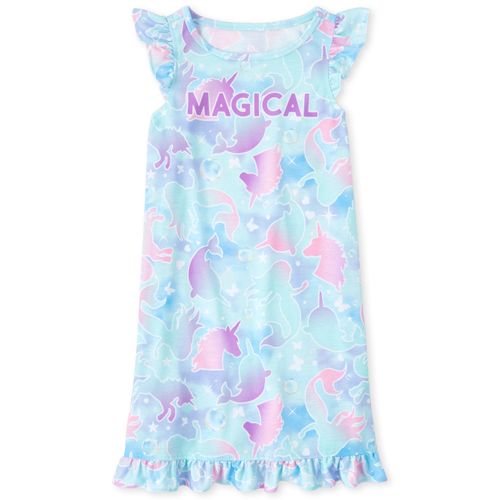 

Girls Magical Unicorn Nightgown - Blue - The Children's Place