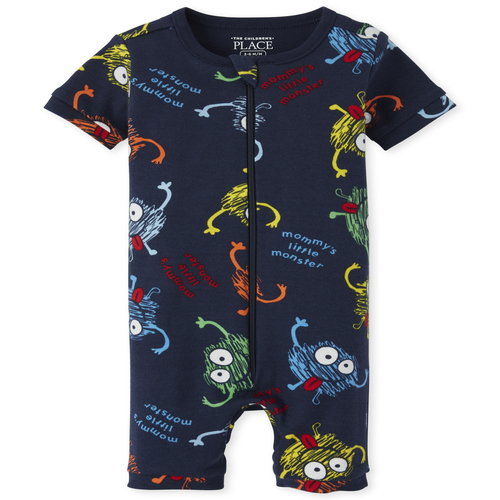 

s Baby And Toddler Boys Monster Snug Fit Cotton Cropped One Piece Pajamas - Blue - The Children's Place