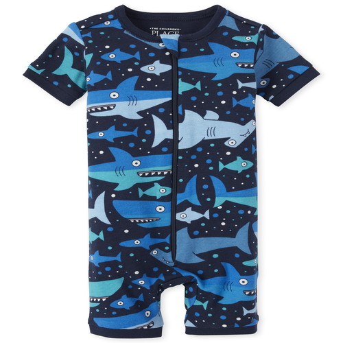 

s Baby And Toddler Boys Shark Snug Fit Cotton Cropped One Piece Pajamas - Blue - The Children's Place