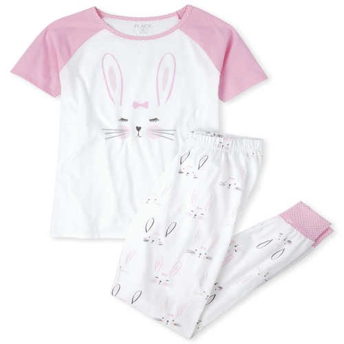 

Womens Mommy And Me Bunny Matching Cotton Pajamas - White - The Children' Place