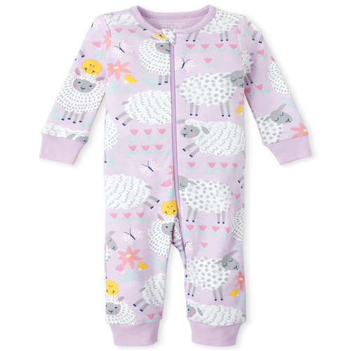 

s Baby And Toddler Sheep Snug Fit Cotton One Piece Pajamas - Purple - The Children's Place